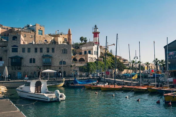 Jaffa Israel Грудень 2019 Boats Jaffa Port Old Town Tel — стокове фото