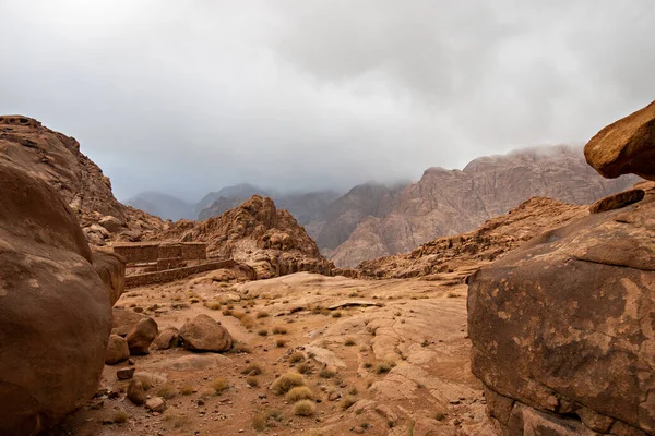 Montañas Del Sinaí Día Nublado Vista Superior Montaña Mousa Cerca — Foto de Stock