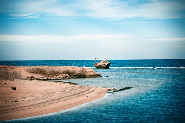 Marsa Alam Egypt December 2021 Fishing Wooden Ship Wreckin Marsa — Fotografia de Stock