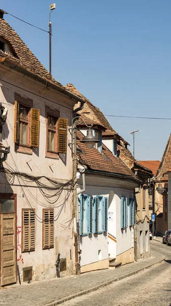 Sibiu Roménia Março 2022 Cidade Velha Sibiu Casas Antigas Coloridas — Fotografia de Stock