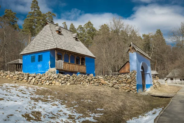 Sibiu Rumunia Marzec 2022 Tradycyjny Wiejski Dom Astra Folk Museum — Zdjęcie stockowe