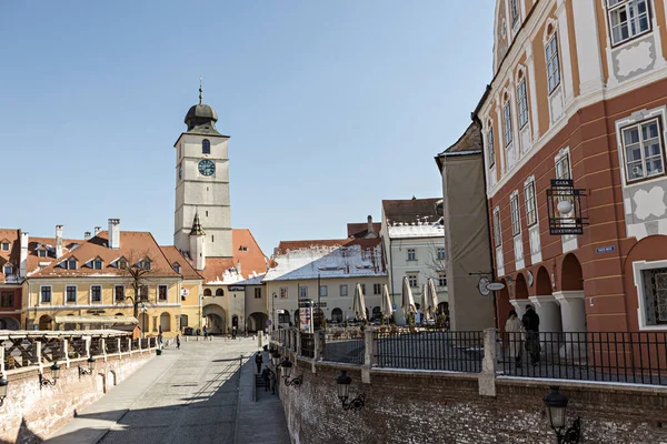 Sibiu Roménia Março 2022 Old Town Hall Tower Sibiu Romênia — Fotografia de Stock