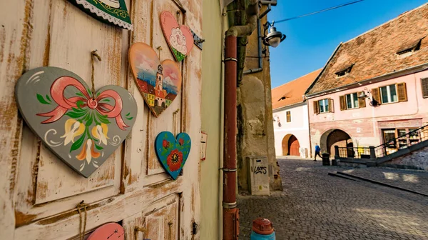 Sibiu Romania Marzo 2022 Città Vecchia Sibiu Tradizionali Case Colorate — Foto Stock