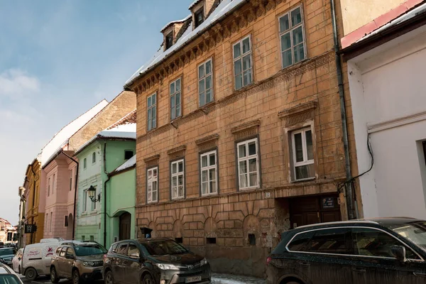 Brasov Rumänien März 2022 Enge Straße Und Alte Häuser Der — Stockfoto