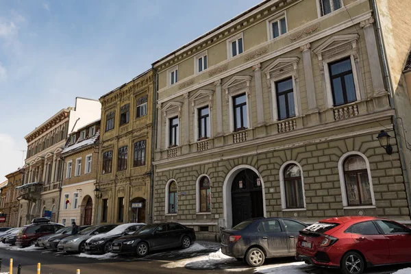Brasov Rumänien März 2022 Enge Straße Und Alte Häuser Der — Stockfoto