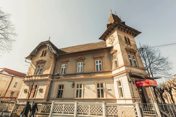 Sibiu Roménia Março 2022 Cidade Velha Sibiu Casas Antigas Coloridas — Fotografia de Stock
