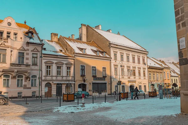 Brasov Roménia Março 2022 Rua Casas Antigas Brasov Cidade Velha — Fotografia de Stock