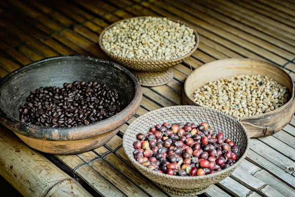 Close Raw Coffee Beans Bali Indonesia — Stock Photo, Image