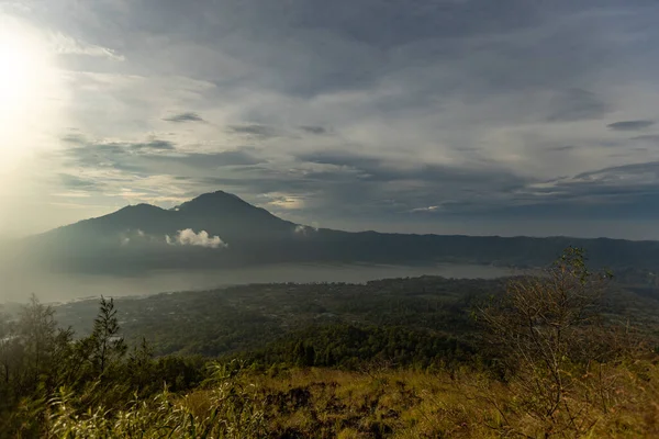 Batur Panoramisch Uitzicht Bij Zonsopgang Bali Indonesië — Stockfoto