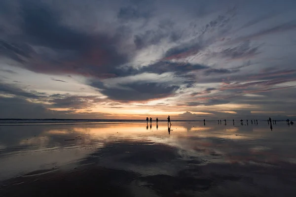 Amazing Sunset Legian Beach Bali Indonesia — стоковое фото