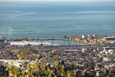 Batumi liman hava görüntüsü, Batumi, Georgia 'daki teleferik istasyonundan.