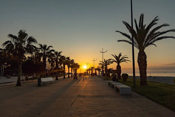 Batumi Georgien Maj 2022 Solnedgång Vid Batumi Boulevard Vid Havet — Stockfoto