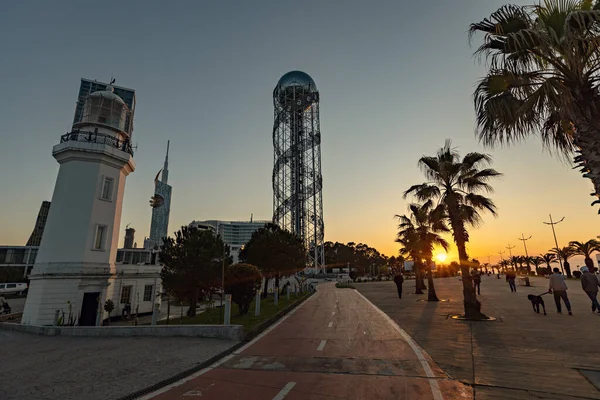 Batumi Georgia Mayo 2022 Puesta Sol Batumi Boulevard Junto Mar — Foto de Stock