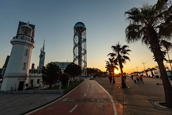 Batumi Georgia Mayo 2022 Puesta Sol Batumi Boulevard Junto Mar — Foto de Stock