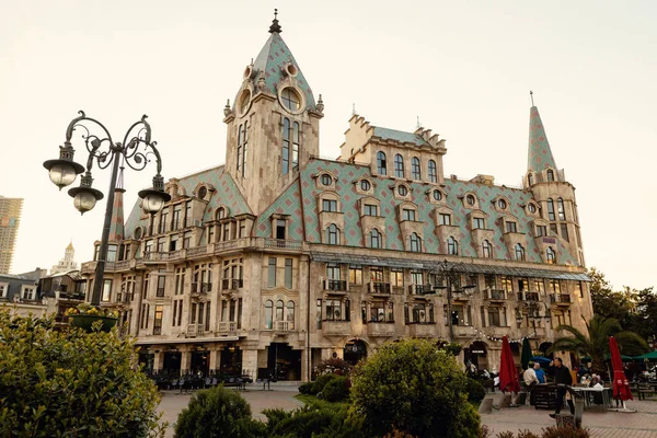 Batumi Georgia May 2022 Europe Square Castle House Fountain People — Stock Photo, Image