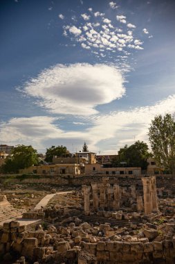 BAALBEK, LEBANON - Ekim 2018: Baalbek Roma kalıntıları, antik Roma kenti Baalbek, Lübnan