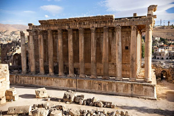 Baalbek Lebanon Październik 2018 Filary Świątyni Jowisza Starożytnym Mieście Baalbek — Zdjęcie stockowe