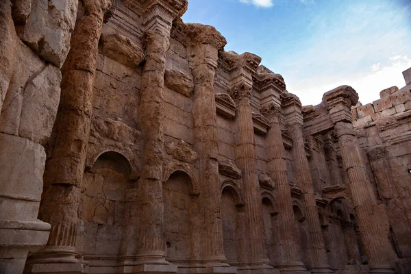 Baalbek Lebanon Outubro 2018 Detalhes Pedra Templo Baco Ruínas Romanas — Fotografia de Stock