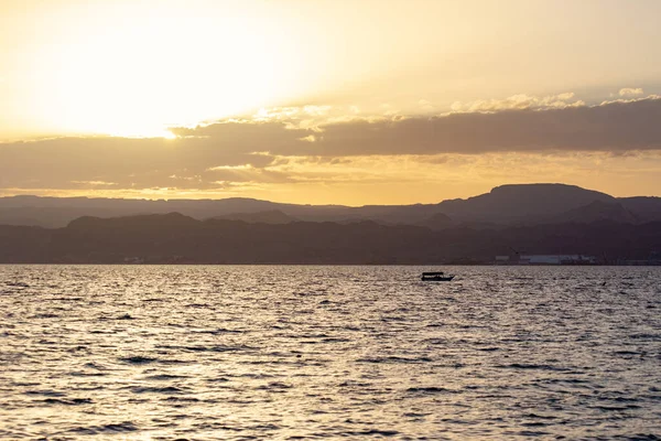 Aqaba Jordão Março 2019 Belo Pôr Sol Baía Aqaba Com — Fotografia de Stock