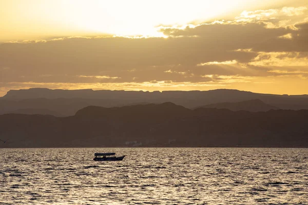 Aqaba Jordão Março 2019 Belo Pôr Sol Baía Aqaba Com — Fotografia de Stock