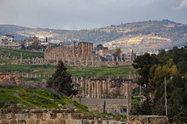 JERASH, JORDAN - Mart 2019: Ürdün 'deki Jerash kasabasında Roma harabeleri