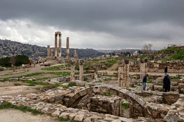 Amman Jordan Marzec 2019 Widok Lotu Ptaka Miasto Amman Wzgórza — Zdjęcie stockowe