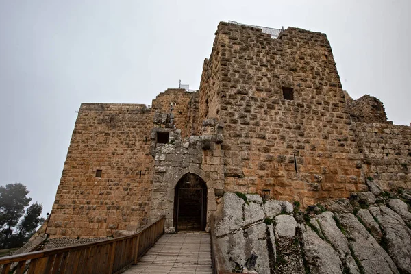 AJLOUN, JORDAN - Mart 2019: Ürdün Ajloun 'daki Fortess Duvarı