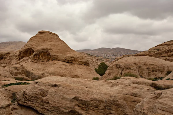 Прекрасный Пейзаж Иорданской Пустыни Скалистые Песчаниковые Горы Пейзаж Пустыне Иордании — стоковое фото