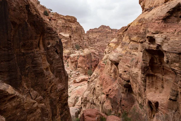 Vacker Natur Jordanöknen Klippiga Sandstensberg Landskap Jordanien Öken Nära Petra — Stockfoto