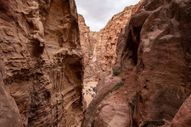 Meşhur Petra, Ürdün, Büyük Kanyon şehrinin antik tapınağı.