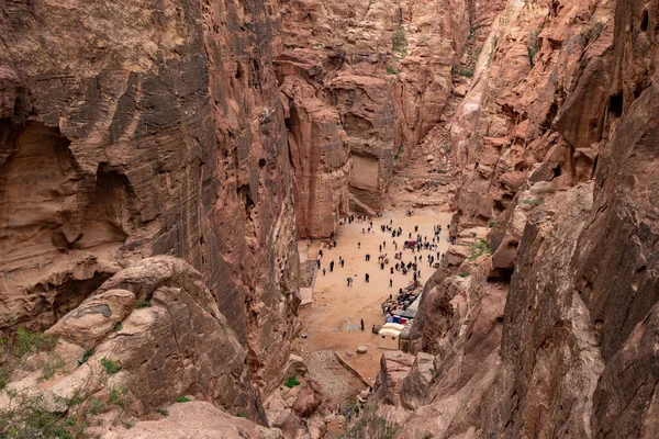 Petra Famoso Jordan Templo Antigo Cidade Canyon Grande — Fotografia de Stock