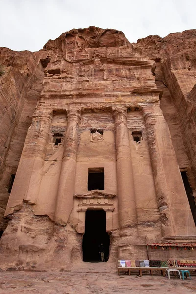 Petra Famoso Jordan Templo Antigo Cidade Canyon Grande — Fotografia de Stock