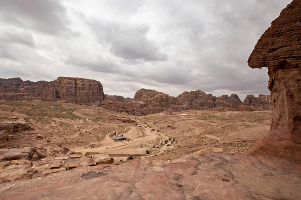 Vacker Natur Jordanöknen Klippiga Sandstensberg Landskap Jordanien Öken Nära Petra — Stockfoto