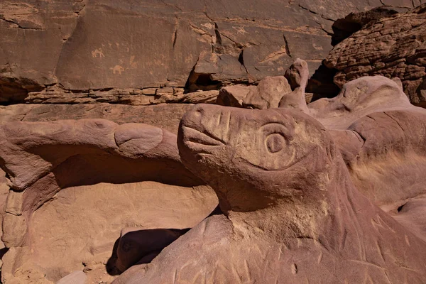 Kamenné Útvary Poušti Wadi Rum Slunečný Den Wadi Rum Jordánsko — Stock fotografie