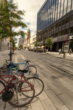 Monreal şehir merkezinde, Quebec, Kanada 'da bisiklet parkı