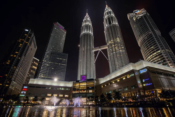 Kuala Lumpur Malaysia March 2020 Kuala Lumpur Downtown Night Skyscrapers — ストック写真