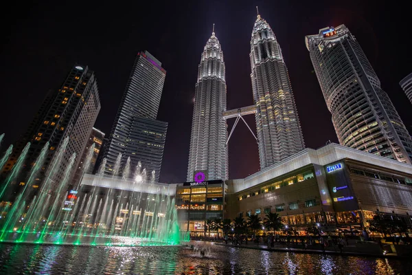 Kuala Lumpur Malaysia March 2020 Kuala Lumpur Downtown Night Skyscrapers — ストック写真