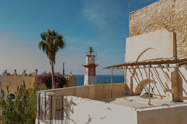 Jaffa deniz feneri, Jaffa limanındaki eski binalar, Tel Aviv, İsrail