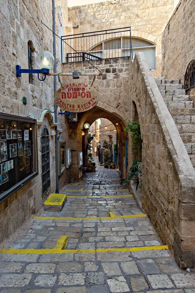 Tel Aviv Israel Diciembre 2019 Antigua Calle Estrecha Jaffa Tel — Foto de Stock