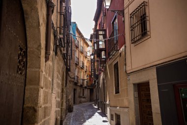 Toledo cityscape. Historical architecture in Toledo town, narrow street in old town Toledo, Spain