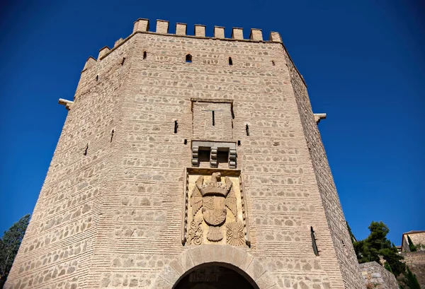 Πέτρινη Πύλη Εισόδου Στην Παλιά Πόλη Του Τολέδο Ισπανία — Φωτογραφία Αρχείου