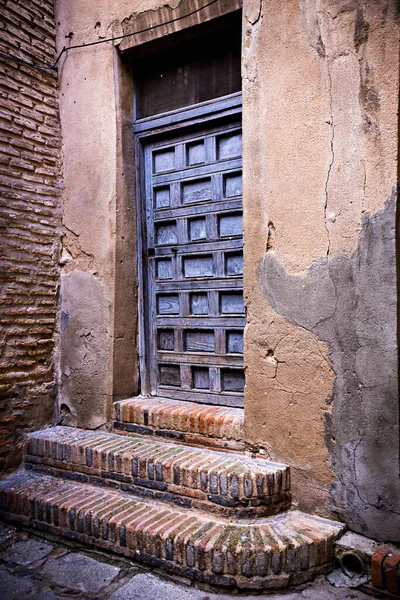 Детали Старой Деревянной Двери Старом Городе Тбедо Испания — стоковое фото