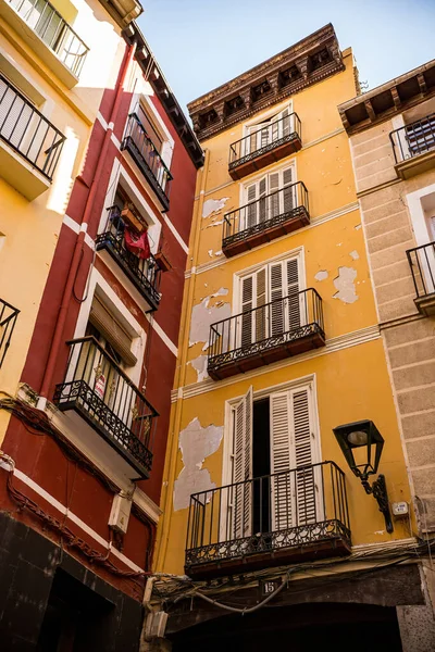 Zaragoza old town street view, old houses in Zaragoza, Aragon, Spain