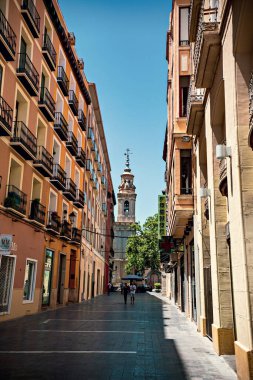 Zaragoza old town street view, old houses in Zaragoza, Aragon, Spain
