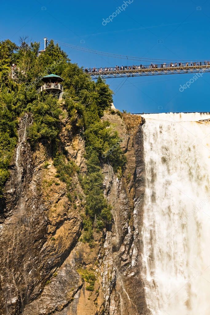 Montmorency Falls beautiful view on sunny day, Quebec, Canada
