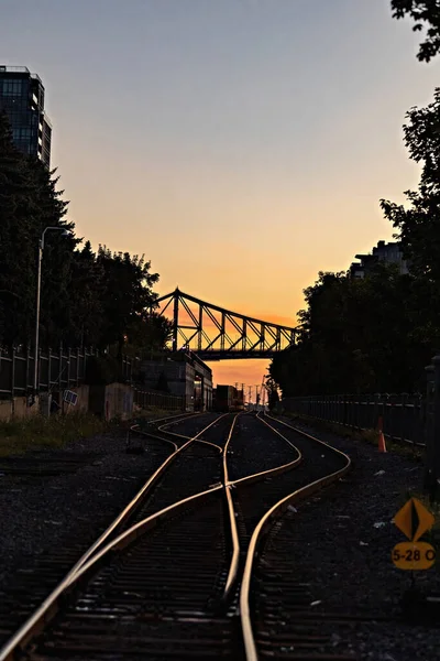 Beautiful Sunrise Old Port Clock Tower Jacques Cartier Bridge Sunset — Stockfoto