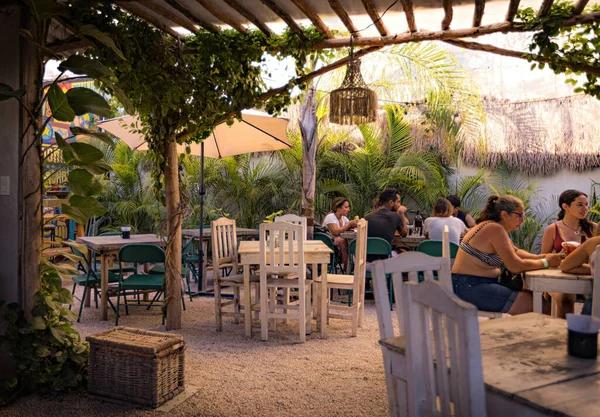 Cozy Stylish Cafe Restaurant Coffee Shop Tulum People Cafe Mexico — Stockfoto