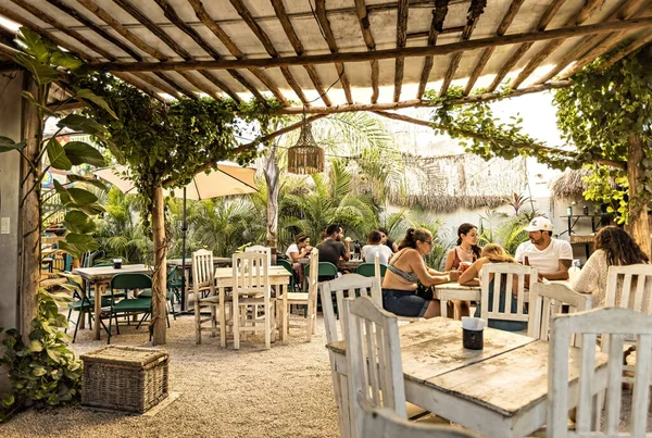 Cozy Stylish Cafe Restaurant Coffee Shop Tulum People Cafe Mexico — 스톡 사진