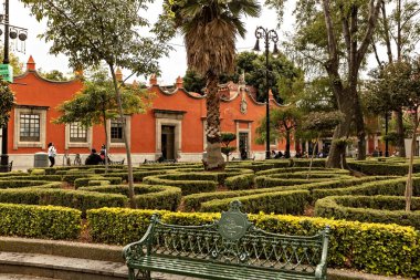 Traditional houses in Coyoacan neighborhood of Mexico city, Mexico