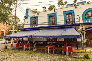 Traditional Mexican restaurant outside view, Coyoacan district, Mexico
